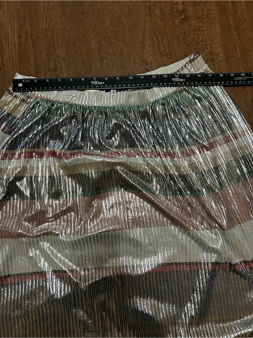 Jessy B ModCloth Metallic Pleated Stripe Midi Skirt 2X Plus Size Made USA - Picture 3 of 5